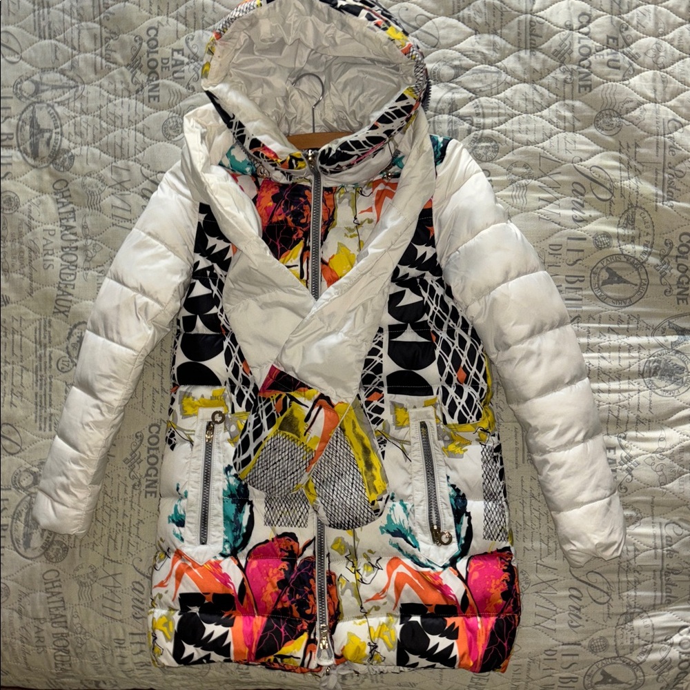 Colorful Patterned Puffer Jacket - image 1